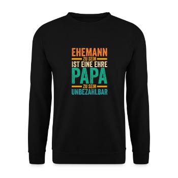 Ehemann Vater Papa - Unisex Pullover - Schwarz - Vorne - Alina (178cm) & Michal (187cm)