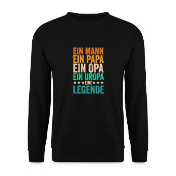Vater Papa Opa Uropa - Unisex Pullover - Schwarz - Vorne - Alina (178cm) & Michal (187cm)