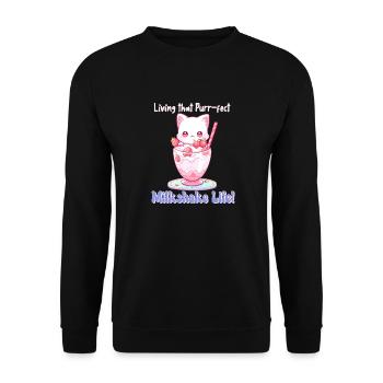 Living That Purr-fect Milkshake Life - Happy Cat - Unisex Sweatshirt - black - Front - Alina (178cm) & Michal (187cm)