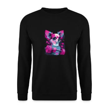 Pink Chihuahua | Fitness Girl Gym Sport Dumbbell - Unisex Sweatshirt - black - Front - Alina (178cm) & Michal (187cm)