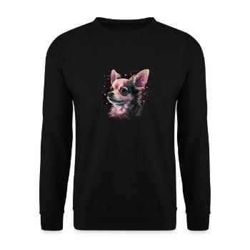 Chihuahua | Pink Jolie Rose Maman Femme ignon - Sweat-shirt Unisexe - noir - Devant - Alina (178cm) & Michal (187cm)