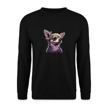 Chihuahua | Pink Jolie Rose Maman Femme ignon - Sweat-shirt Unisexe - noir - Devant - Alina (178cm) & Michal (187cm)