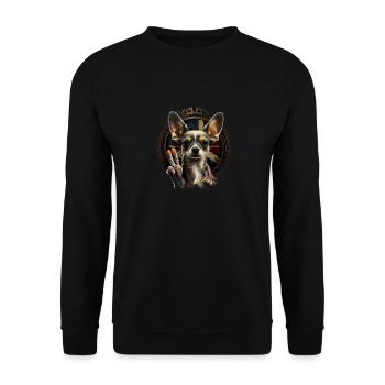 Chihuahua | Ukraine Peace & Love Flag Help Dog - Unisex Sweatshirt - black - Front - Alina (178cm) & Michal (187cm)