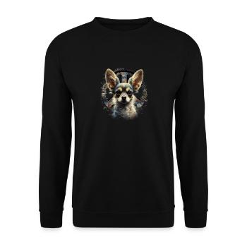 Chihuahua | Ukraine Peace & Love Flag Help Dog - Unisex Sweatshirt - black - Front - Alina (178cm) & Michal (187cm)