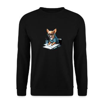 Chihuahua | Home Office Job Work Laptop Tie Funny - Unisex Sweatshirt - black - Front - Alina (178cm) & Michal (187cm)