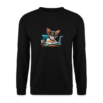 Chihuahua | Home Office Job Work Laptop Tie Funny - Unisex Sweatshirt - black - Front - Alina (178cm) & Michal (187cm)