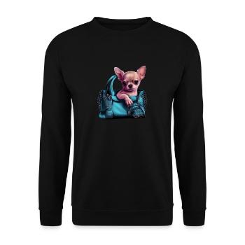 Chihuahua | Türkis Handtasche Welpe Girlie - Unisex Pullover - Schwarz - Vorne - Alina (178cm) & Michal (187cm)