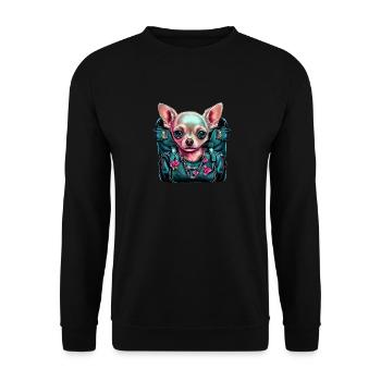Pink Chihuahua | Rosa Handtasche Welpe Girlie - Unisex Pullover - Schwarz - Vorne - Alina (178cm) & Michal (187cm)