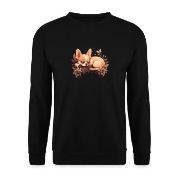 Chihuahua | Schlaf Nacht Pyjama Sonntag Niedlich - Unisex Pullover - Schwarz - Vorne - Alina (178cm) & Michal (187cm)
