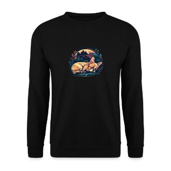 Chihuahua | Schlaf Nacht Pyjama Sonntag Niedlich - Unisex Pullover - Schwarz - Vorne - Alina (178cm) & Michal (187cm)