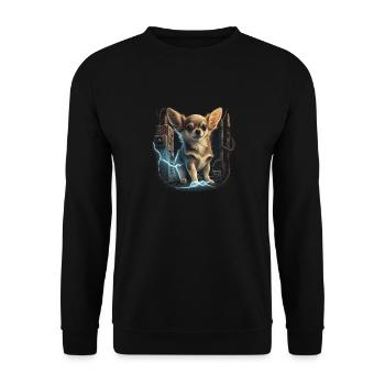 Chihuahua | Electrician Worker Electrical Job Dog - Unisex Sweatshirt - black - Front - Alina (178cm) & Michal (187cm)