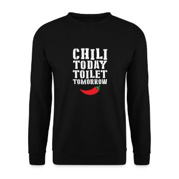Hot Spicy Food Red Pepper Funny Chili Today Toilet - Unisex Sweatshirt - black - Front - Alina (178cm) & Michal (187cm)