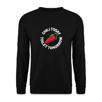 Poivrons rouges Drôle Chili Aujourd’hui Toilettes Demain Chaud S - Sweat-shirt Unisexe - noir - Devant - Alina (178cm) & Michal (187cm)