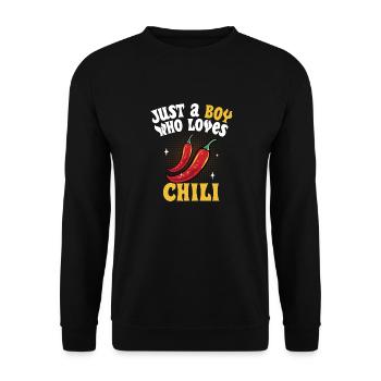 Hommes juste un garçon qui aime le piment rouge piment chaud - Sweat-shirt Unisexe - noir - Devant - Alina (178cm) & Michal (187cm)