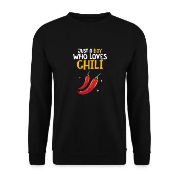 Red Pepper Hot Spicy Food Men Just A Boy Who Loves - Unisex Sweatshirt - black - Front - Alina (178cm) & Michal (187cm)