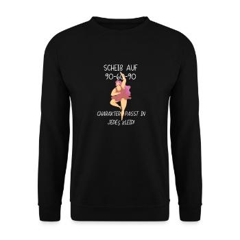 Scheiß auf 90 60 60 Humor Geschenk - Unisex Pullover - Schwarz - Vorne - Alina (178cm) & Michal (187cm)