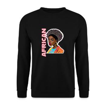 Black lady with African lettering - Unisex Sweatshirt - black - Front - Alina (178cm) & Michal (187cm)