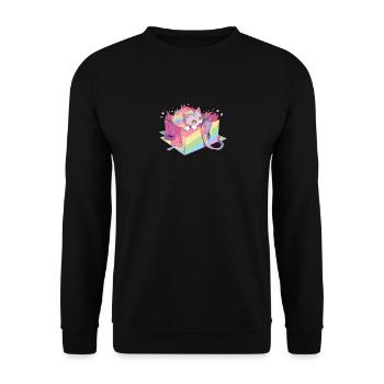 Coole Katze Lesbisch Gay Pride LGBT Regenbogen Community - Unisex Pullover - Schwarz - Vorne - Alina (178cm) & Michal (187cm)