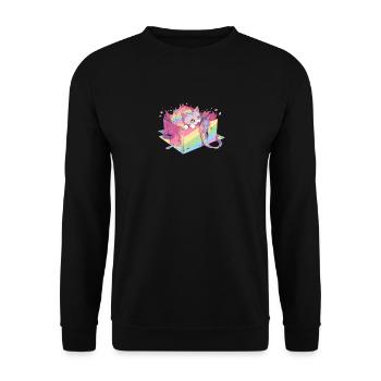 cool katze liebhaber regenbogen lgbt stolz lesbisch homosexuell wortspiel - Unisex Pullover - Schwarz - Vorne - Alina (178cm) & Michal (187cm)