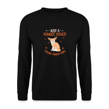 Fennek Fuchs Fennec Fox Wüstenfuchs - Unisex Pullover - Schwarz - Vorne - Alina (178cm) & Michal (187cm)