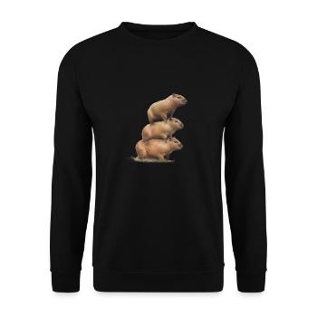 Capybara Tower - Unisex Sweatshirt - black - Front - Alina (178cm) & Michal (187cm)