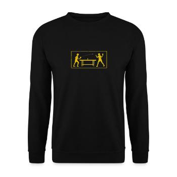 Tischtennis Spiel Stickman Lustiger Ping Pong Lieb - Unisex Pullover - Schwarz - Vorne - Alina (178cm) & Michal (187cm)