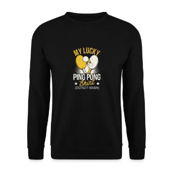 My Lucky Ping Pong Shirt Do Not Wash Lustiger - Unisex Pullover - Schwarz - Vorne - Alina (178cm) & Michal (187cm)