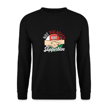 Not Malagasy But Supportive Country Traveler - Unisex Sweatshirt - black - Front - Alina (178cm) & Michal (187cm)
