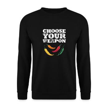 Drôle Choisissez votre arme Piment piment épicé chaud Lo - Sweat-shirt Unisexe - noir - Devant - Alina (178cm) & Michal (187cm)