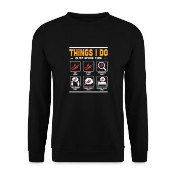 Chili Pepper Things I Do In My Spare Time Men Spic - Unisex Pullover - Schwarz - Vorne - Alina (178cm) & Michal (187cm)
