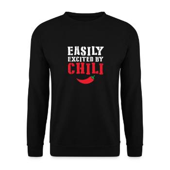 Funny Easily Excited By Chili Hot Spicy Food Red P - Unisex Sweatshirt - black - Front - Alina (178cm) & Michal (187cm)