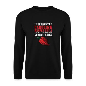 I Survived The Carolina Reaper Chili Pepper Hot Sp - Unisex Sweatshirt - black - Front - Alina (178cm) & Michal (187cm)
