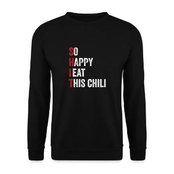 Drôle si heureux que je mange ce peps épicé chaud et mignon - Sweat-shirt Unisexe - noir - Devant - Alina (178cm) & Michal (187cm)