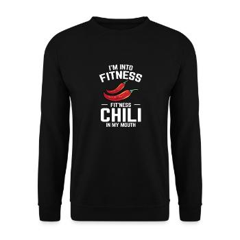 Hot Spicy Pepper I'm Into Fitness Fit'ness Chili I - Unisex Sweatshirt - black - Front - Alina (178cm) & Michal (187cm)