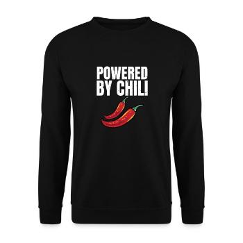 Powered By Chili Hot Spicy Lover Cute Funny Red Pe - Unisex Sweatshirt - black - Front - Alina (178cm) & Michal (187cm)