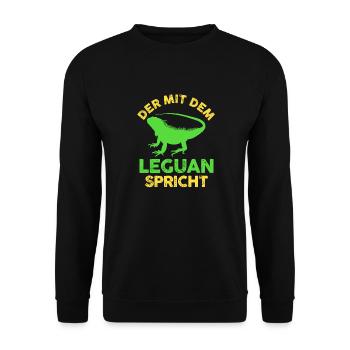 Der mit dem Leguan spricht - Unisex Pullover - Schwarz - Vorne - Alina (178cm) & Michal (187cm)