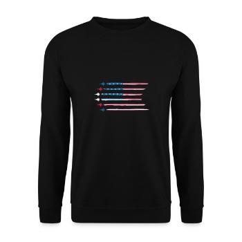 American Flag Military Jet Plane Aviation - Unisex Sweatshirt - black - Front - Alina (178cm) & Michal (187cm)