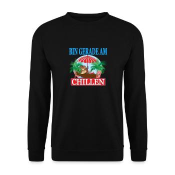 Chiller Bin gerade am chillen Auftrags chiller - Unisex Pullover - Schwarz - Vorne - Alina (178cm) & Michal (187cm)