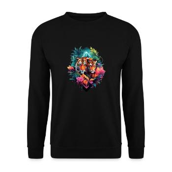 Tiger im Dschungel - Unisex Pullover - Schwarz - Vorne - Alina (178cm) & Michal (187cm)