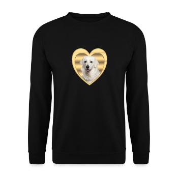 Kuvasz - Dog Lover - Dog Heart - Unisex Sweatshirt - black - Front - Alina (178cm) & Michal (187cm)
