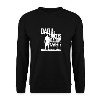 Funny Dad In The Streets Dad In The Sheets - Unisex Pullover - Schwarz - Vorne - Alina (178cm) & Michal (187cm)