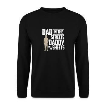 Papa dans les rues Papa dans les draps Fête des pères - Sweat-shirt Unisexe - noir - Devant - Alina (178cm) & Michal (187cm)