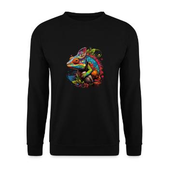Chamäleon Bunt - Unisex Pullover - Schwarz - Vorne - Alina (178cm) & Michal (187cm)