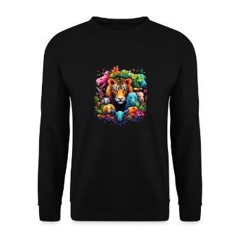 Tiger im Dschungel - Unisex Pullover - Schwarz - Vorne - Alina (178cm) & Michal (187cm)