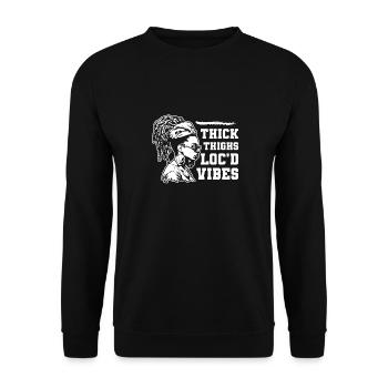 Thick Thighs Loc'd Vibes Afro Hair Black American - Unisex Sweatshirt - black - Front - Alina (178cm) & Michal (187cm)
