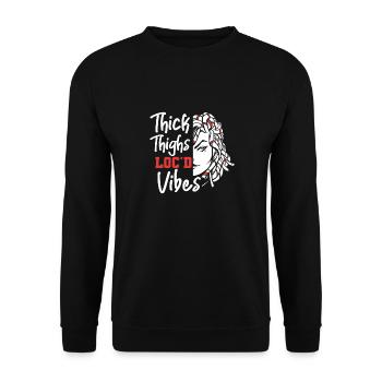 Thick Thighs Loc'd Vibes Afro Hair Black American - Unisex Sweatshirt - black - Front - Alina (178cm) & Michal (187cm)