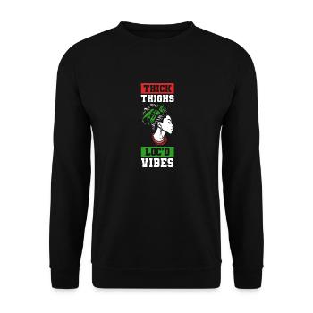 Cuisses épaisses Loc’d Vibes Afro Cheveux Noir Américain - Sweat-shirt Unisexe - noir - Devant - Alina (178cm) & Michal (187cm)