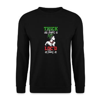 Cuisses épaisses Loc’d Vibes Afro Cheveux Noir Américain - Sweat-shirt Unisexe - noir - Devant - Alina (178cm) & Michal (187cm)