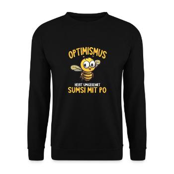 Optimismus heißt umgekehrt Sumsi Mit Po - Unisex Pullover - Schwarz - Vorne - Alina (178cm) & Michal (187cm)