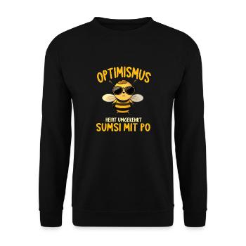 Optimismus heißt umgekehrt Sumsi Mit Po - Unisex Pullover - Schwarz - Vorne - Alina (178cm) & Michal (187cm)